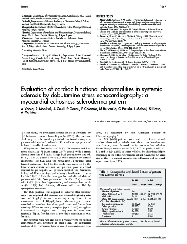(PDF) Evaluation of cardiac functional abnormalities in systemic ...