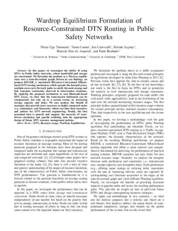 (PDF) Wardrop equilibrium formulation of resource-constrained DTN ...