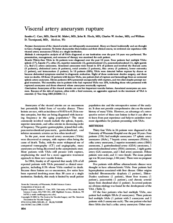 (PDF) Visceral artery aneurysm rupture