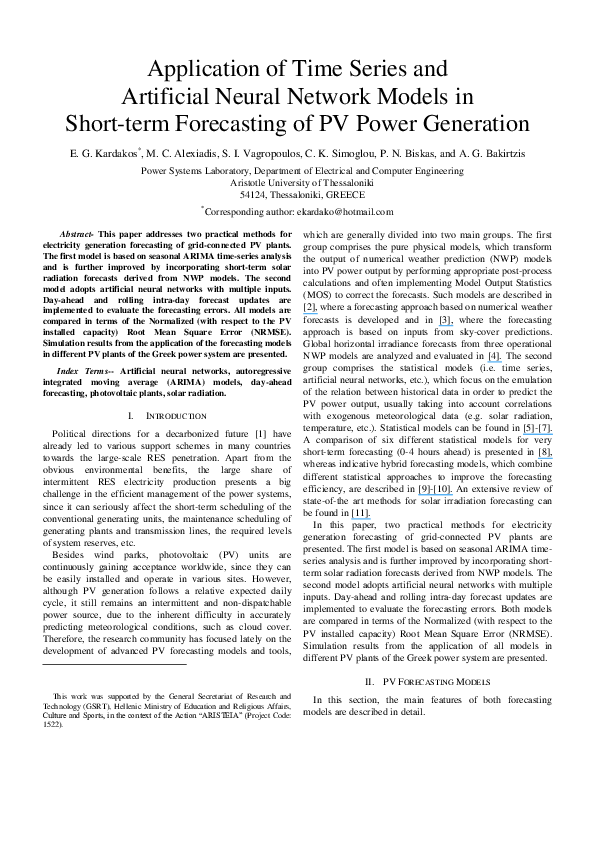 (PDF) Application of time-series and Artificial Neural Network models ...