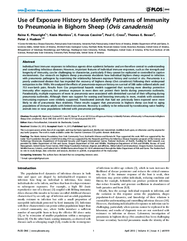 (PDF) Use of Exposure History to Identify Patterns of Immunity to ...