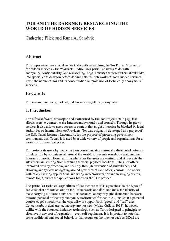 (DOC) Tor and the Darknet: exploring the world of hidden services