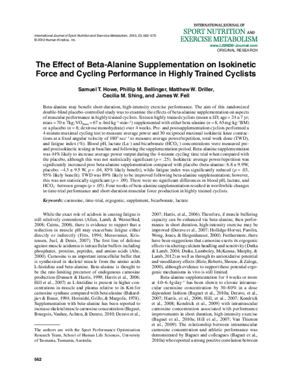 effects of beta-alanine supplementation on exercise performance a meta-analysis