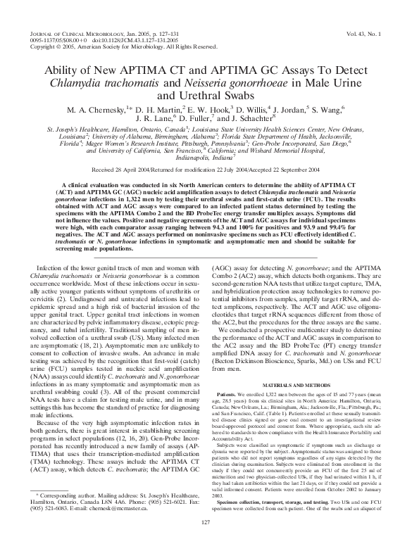 (PDF) Ability of New APTIMA CT and APTIMA GC Assays To Detect Chlamydia ...