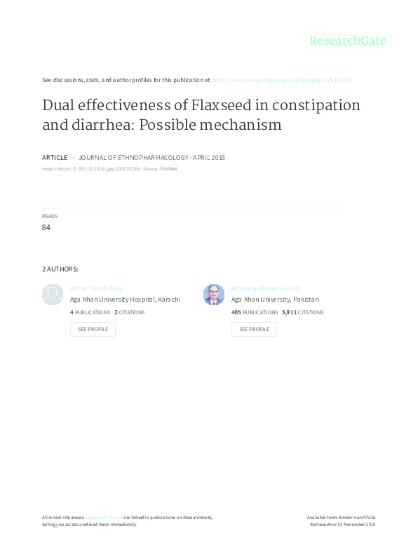 (PDF) Dual effectiveness of Flaxseed in constipation and diarrhea