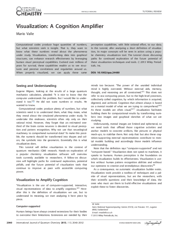 (PDF) Visualization: A cognition amplifier