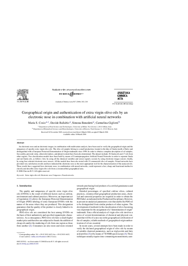 (PDF) Geographical origin and authentication of extra virgin olive oils ...