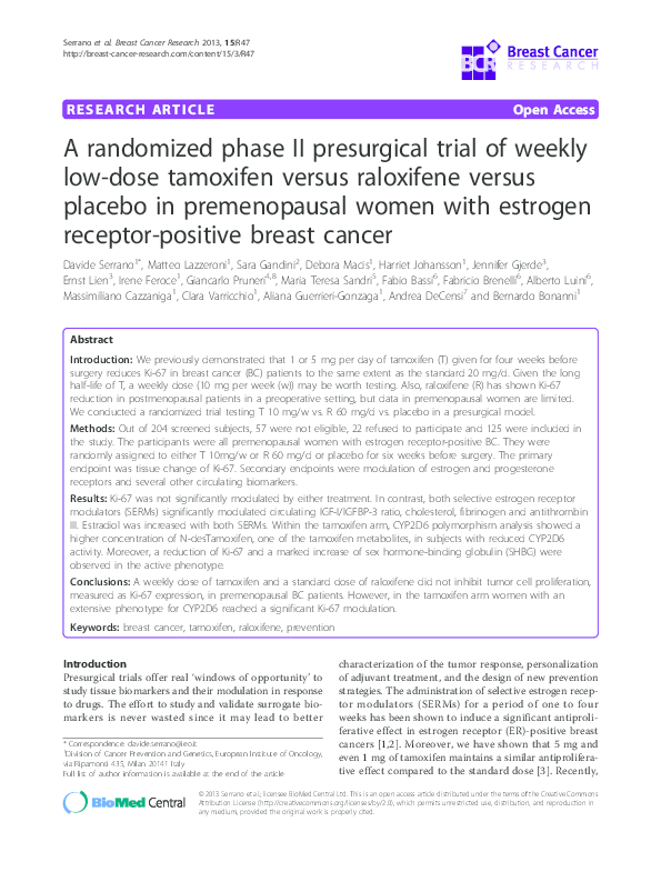 (PDF) A randomized phase II presurgical trial of weekly low-dose ...