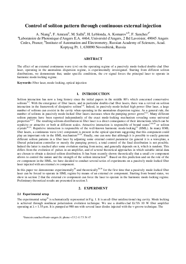 (PDF) Control of soliton pattern through continuous external injection