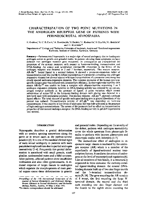 (PDF) Characterization of two point mutations in the androgen receptor ...