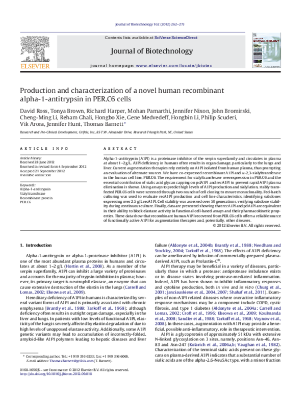 (PDF) Production and characterization of a novel human recombinant ...
