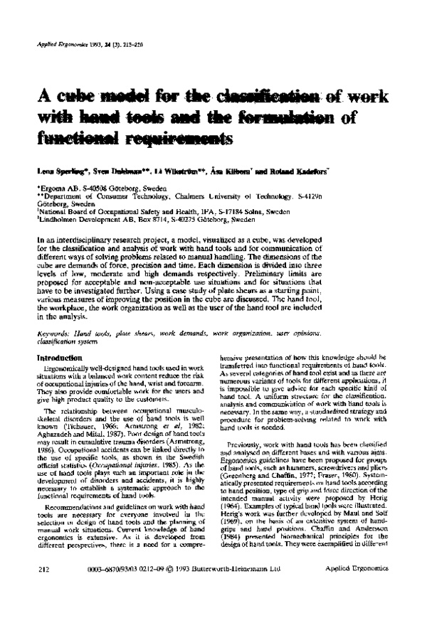 (PDF) A cube model for the classification of work with hand tools and ...