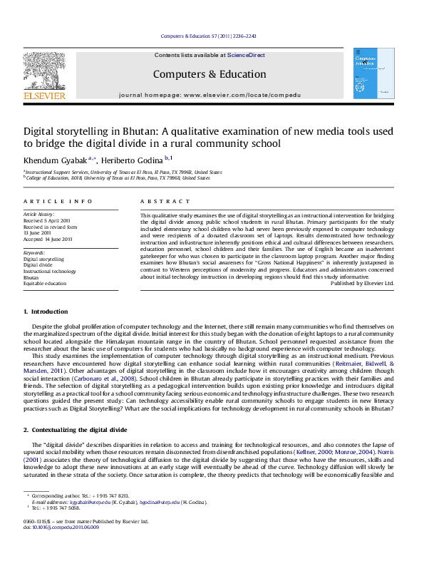 (PDF) Digital storytelling in Bhutan: A qualitative examination of new ...