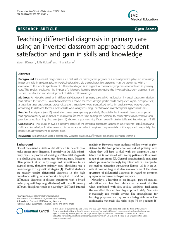 (PDF) Teaching differential diagnosis in primary care using an inverted