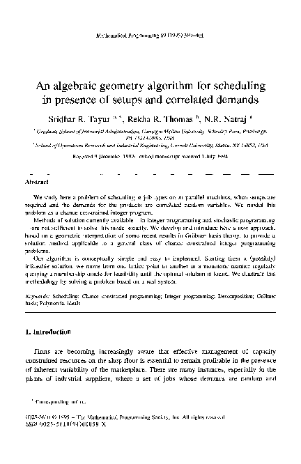 (PDF) An algebraic geometry algorithm for scheduling in presence of ...