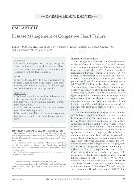 (PDF) Disease management of congestive heart failure