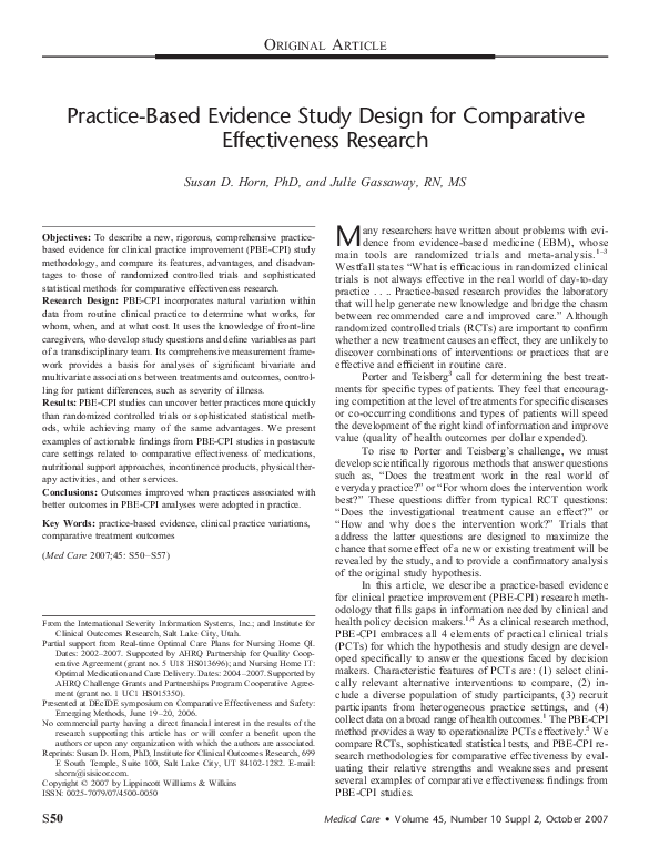 (PDF) Practice-Based Evidence Study Design for Comparative ...