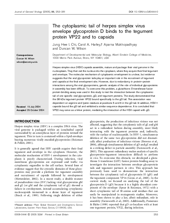 (PDF) The cytoplasmic tail of herpes simplex virus envelope ...