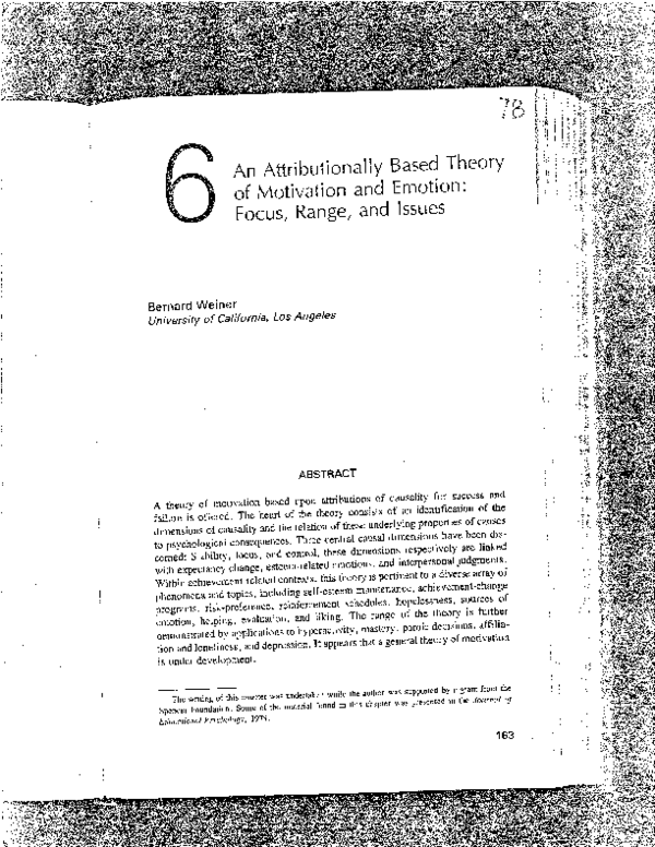 (PDF) An Attributionally Based Theory of Motivation and Emotion: Focus ...