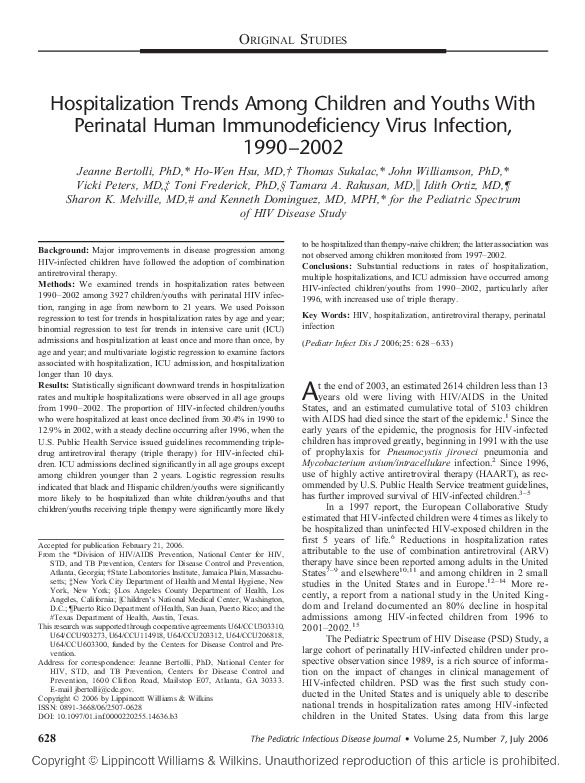 (PDF) Hospitalization Trends Among Children and Youths With Perinatal ...