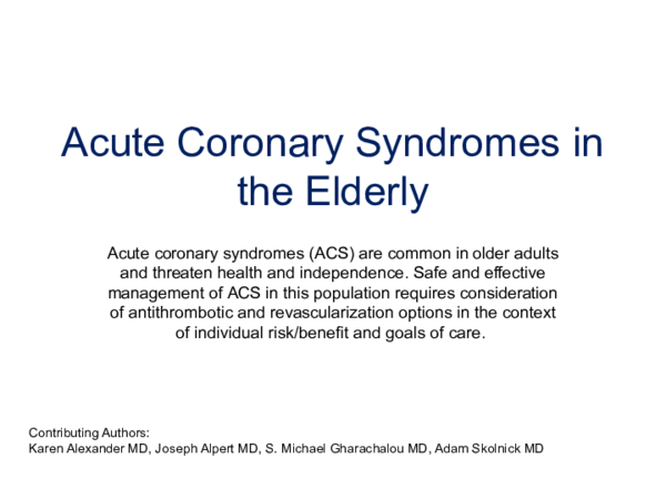 (PPT) Acute Coronary Syndromes in Older Adults PPT