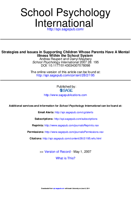 (PDF) Strategies and Issues in Supporting Children Whose Parents Have A ...