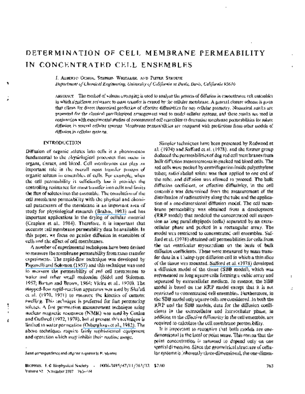 (PDF) Determination of cell membrane permeability in concentrated cell ...