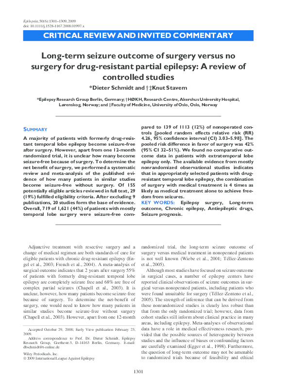 (PDF) Long-term seizure outcome of surgery versus no surgery for drug ...