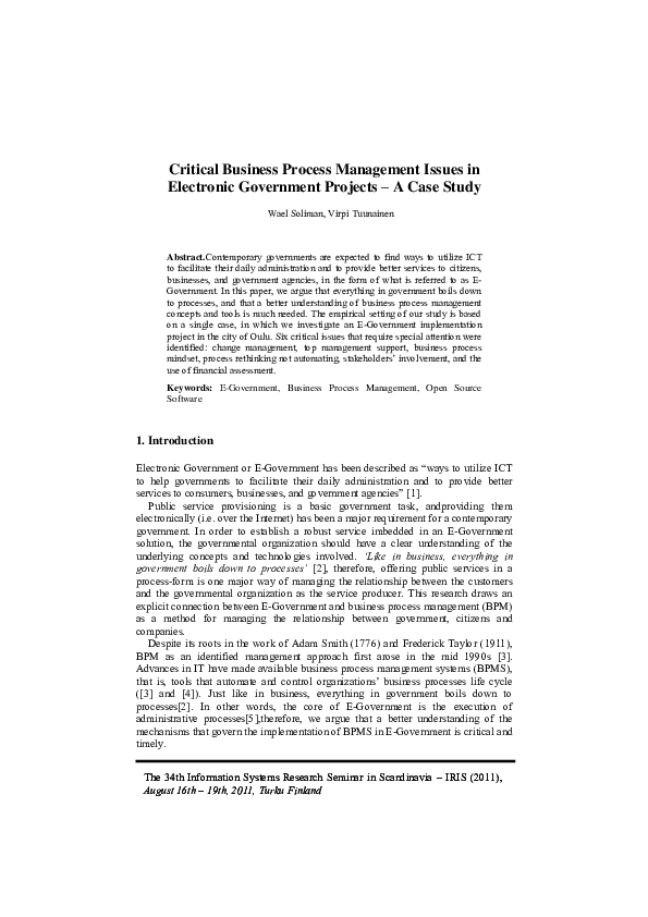 (PDF) Critical Business Process Management Issues in Electronic ...