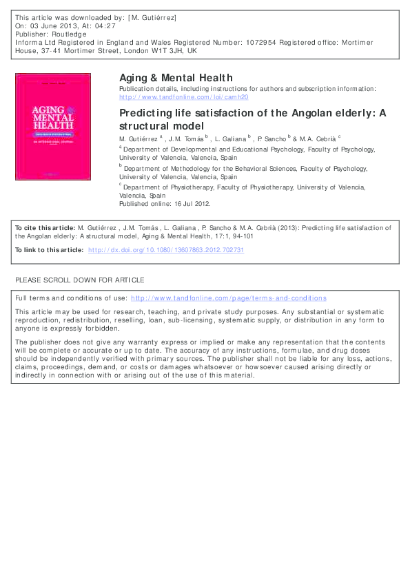 (PDF) Predicting life satisfaction of the Angolan elderly: A structural ...