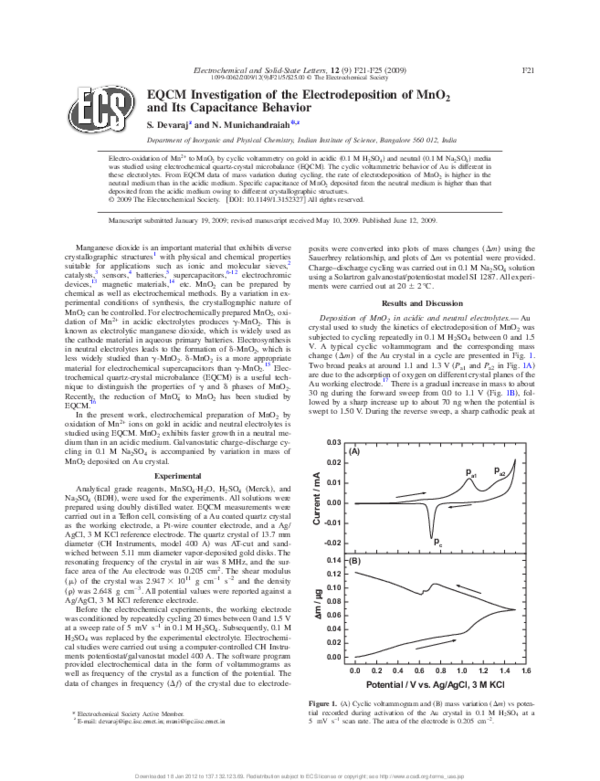 (PDF) EQCM investigation of the electrodeposition of MnO2 and its ...