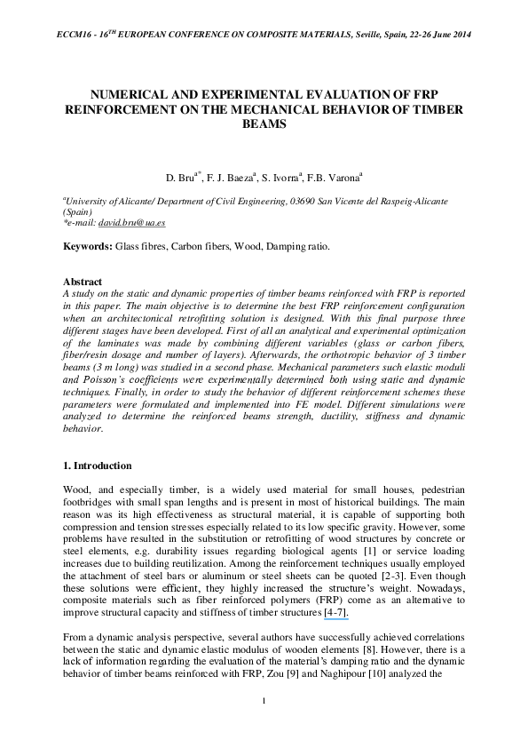 (PDF) NUMERICAL AND EXPERIMENTAL EVALUATION OF FRP REINFORCEMENT ON THE ...