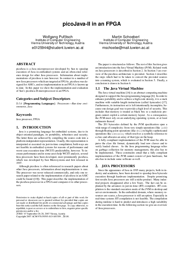 (PDF) picoJava-II in an FPGA