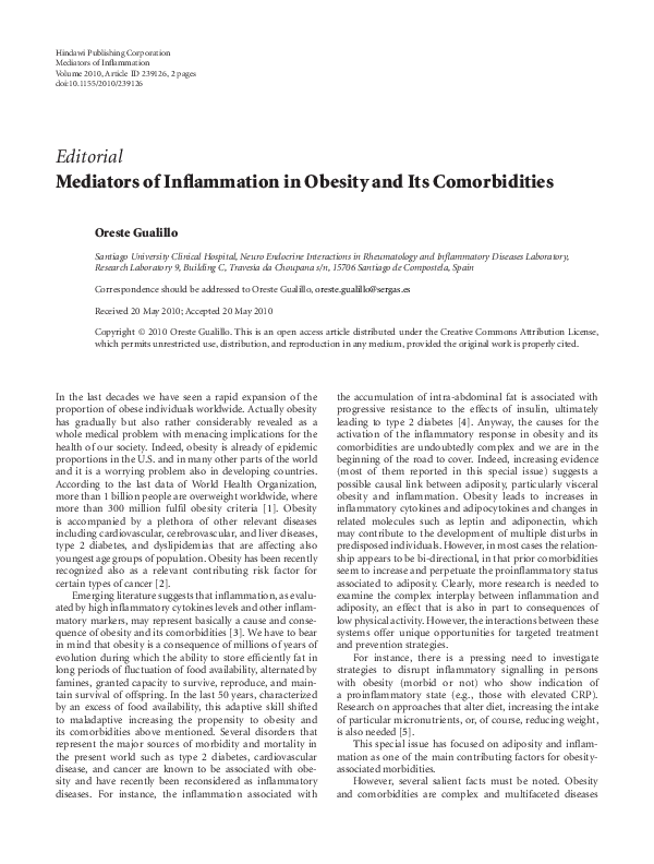 (PDF) Mediators of Inflammation in Obesity and Its Comorbidities