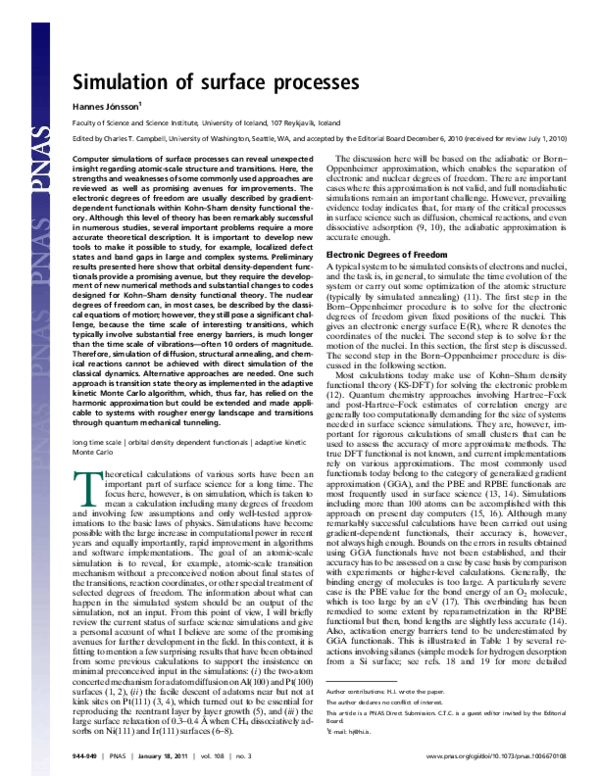 (PDF) Simulation of surface processes