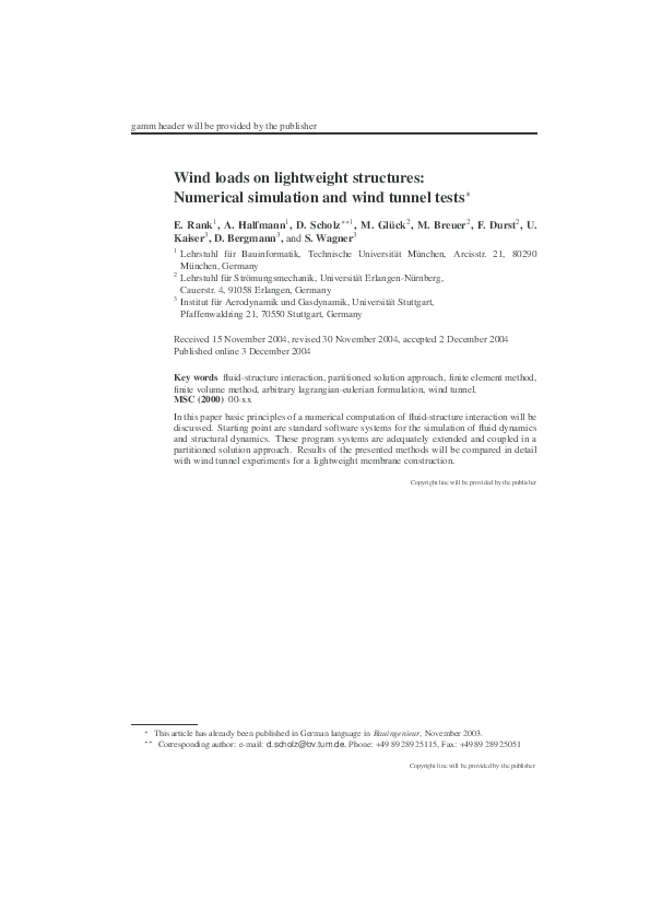 (PDF) Wind loads on lightweight structures: Numerical simulation and ...