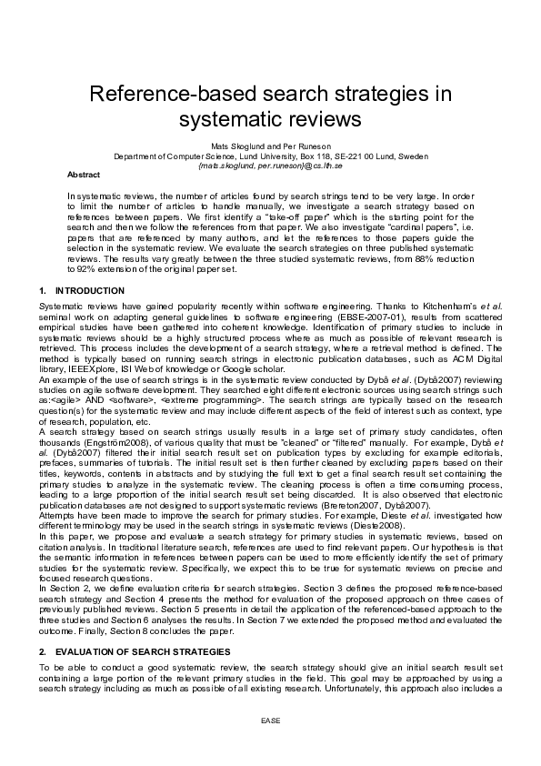 (PDF) Reference-based search strategies in systematic reviews