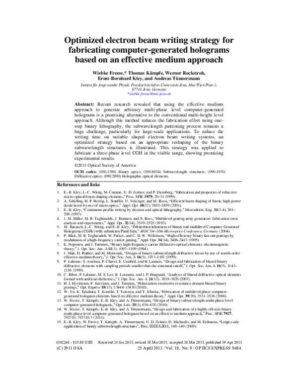(PDF) Optimized electron beam writing strategy for fabricating computer ...