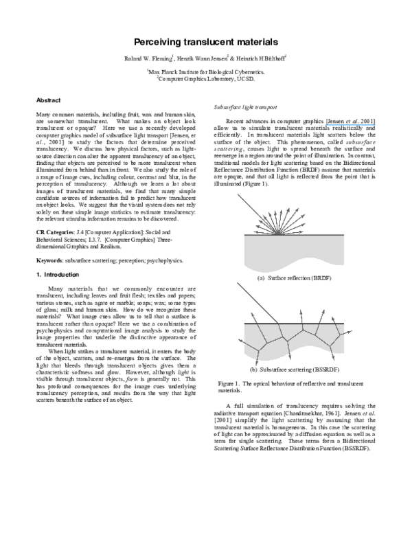 (PDF) Perceiving translucent materials