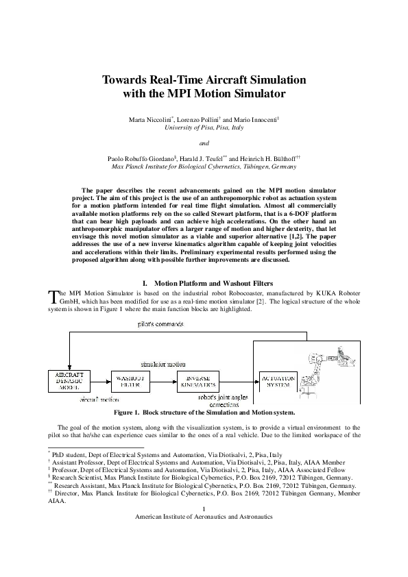 (PDF) Towards Real-Time Aircraft Simulation with the MPI Motion Simulator