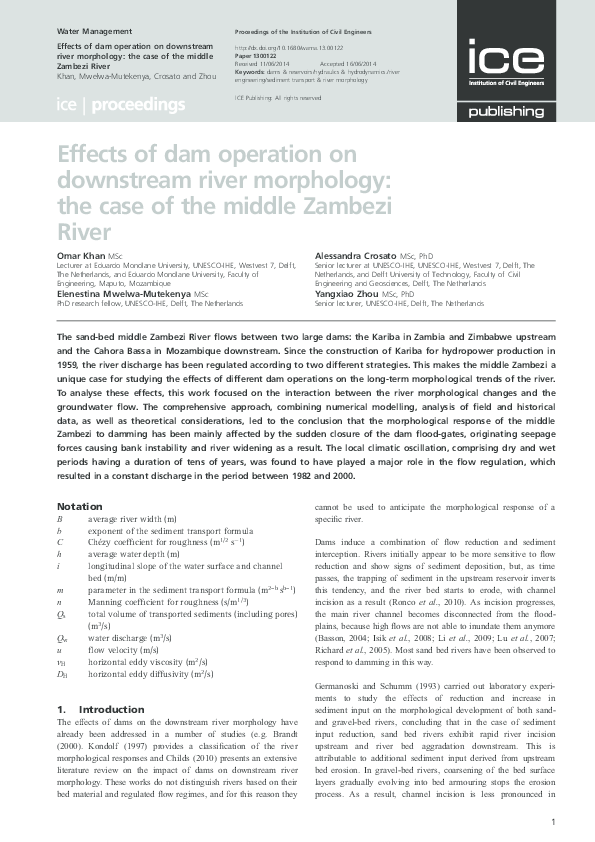 (PDF) Effects of dam operation on downstream river morphology: the case ...