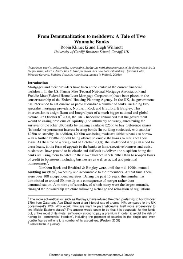 Essay on demutualisation picture