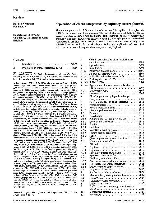 (PDF) Separation of chiral compounds by capillary electrophoresis