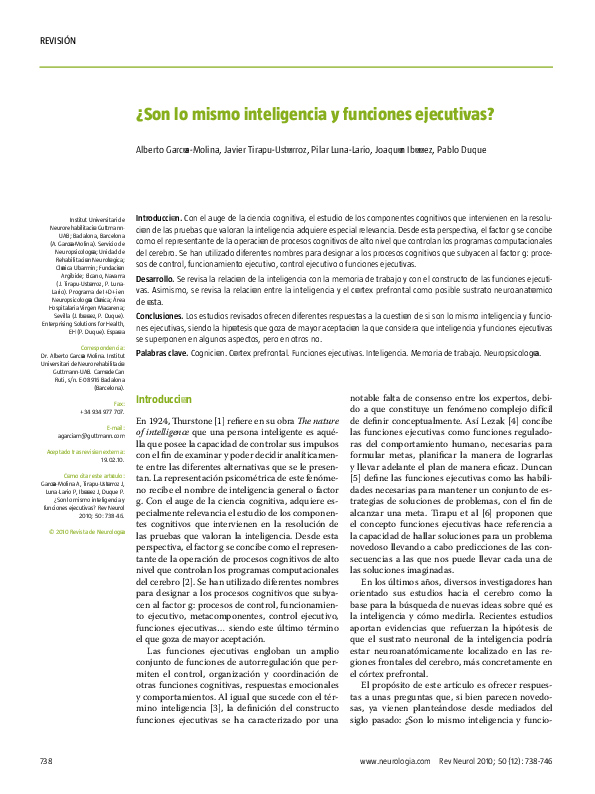 (PDF) [Are intelligence and executive functions the same thing?]