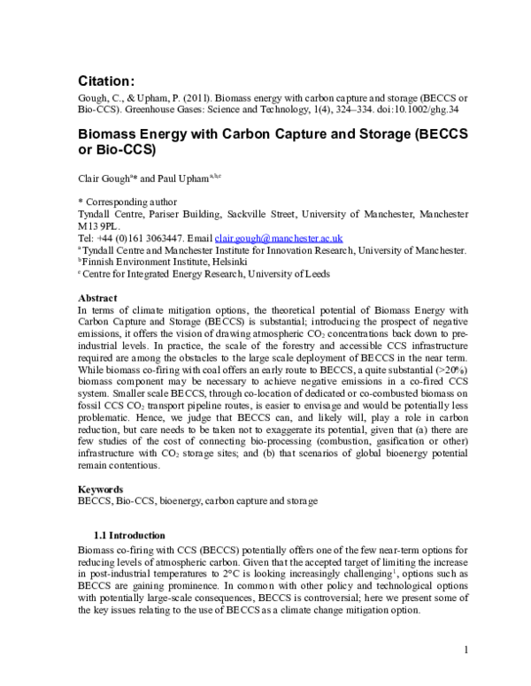(DOC) Biomass energy with carbon capture and storage (BECCS or Bio-CCS)