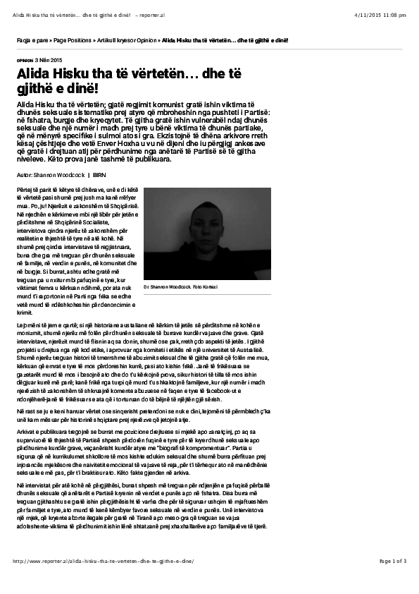 (PDF) Alida Hisku tha të vërtetën… dhe të gjithë e dinë! Shannon