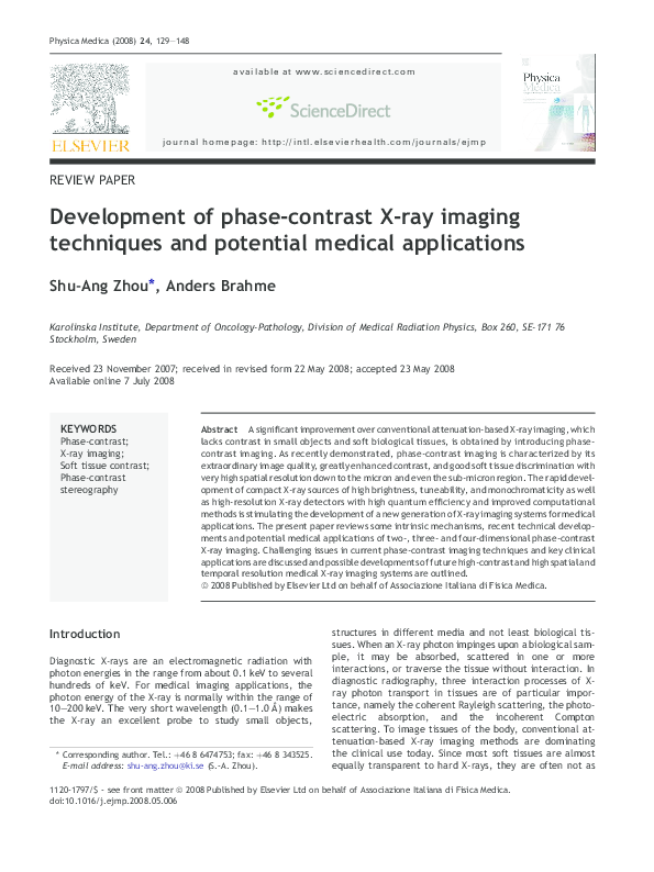 (PDF) Development of phasecontrast Xray imaging techniques and