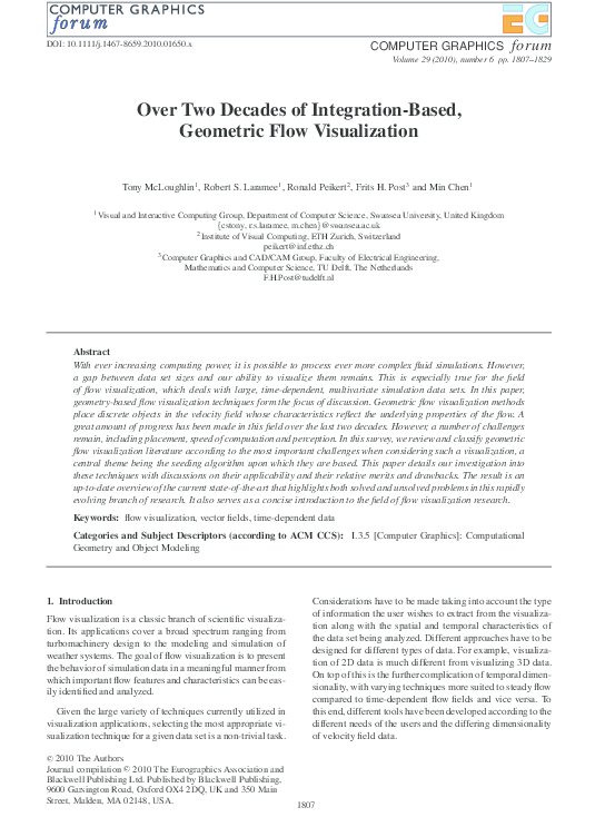 (PDF) Over Two Decades of Integration-Based, Geometric Flow Visualization