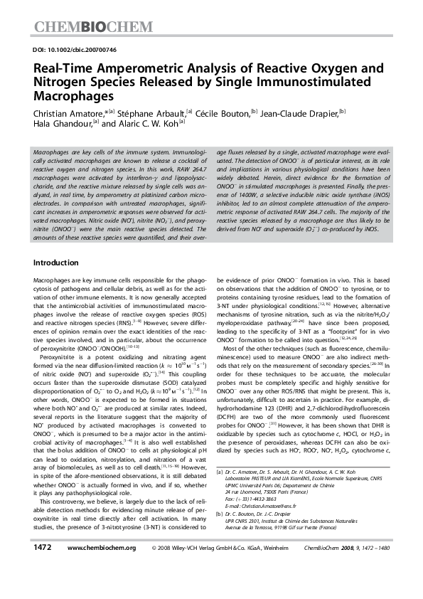 (PDF) Real-Time Amperometric Analysis of Reactive Oxygen and Nitrogen ...