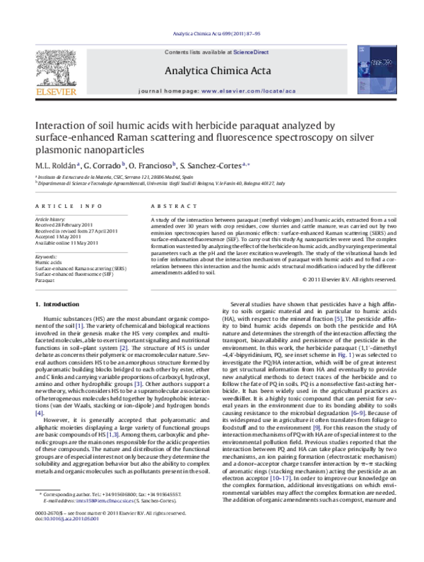 (PDF) Interaction of soil humic acids with herbicide paraquat analyzed ...